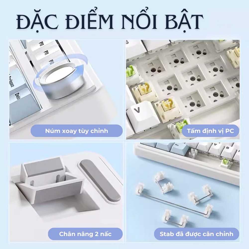 Bàn Phím Cơ Không Dây MKEPS F75 - 3 Chế Độ Bluetooth/USB/2.4G, Hot Swap, RGB 16 Triệu Màu | BigBuy360 - bigbuy360.vn