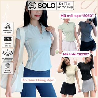 Áo Thun Tập Gym Pickleball Body Cổ Khóa Thể Thao Nữ Thun Co Giãn Thoáng Khí 8270 5030 SoloSportswear