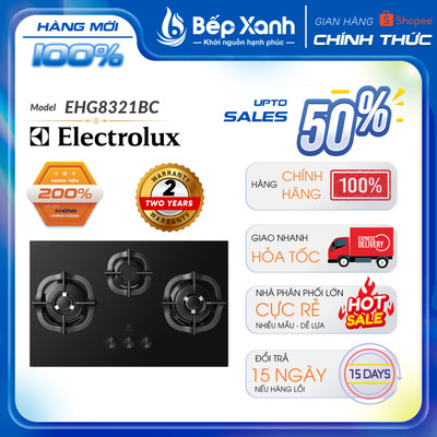 [FREESHIP HCM] Bếp Gas Âm 3 Vùng Nấu Electrolux EHG8321BC - Kính Cường Lực