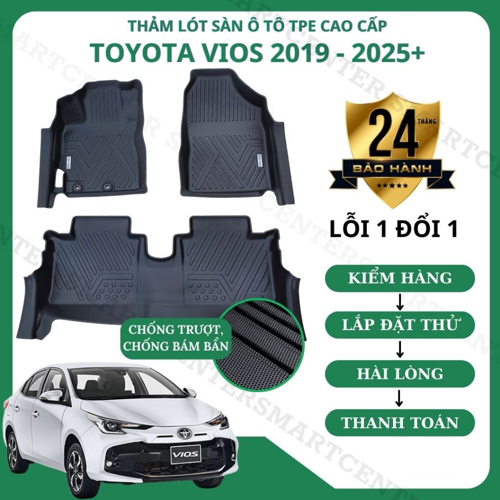 Thảm lót sàn ô tô Toyota Vios 2019-2025 nhựa TPE cao cấp