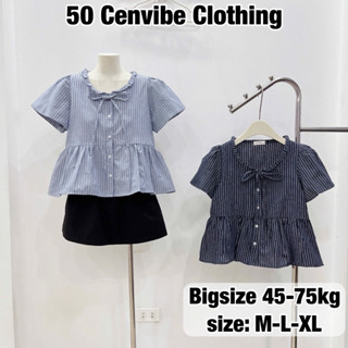Áo Sơ Mi Nữ Dáng Babydoll Buộc Dây Cô Yếm Có Bigsize 45-75kg Phong Cách Korea Vải Thô Kẻ (50 Cenvibe Clothing) #321