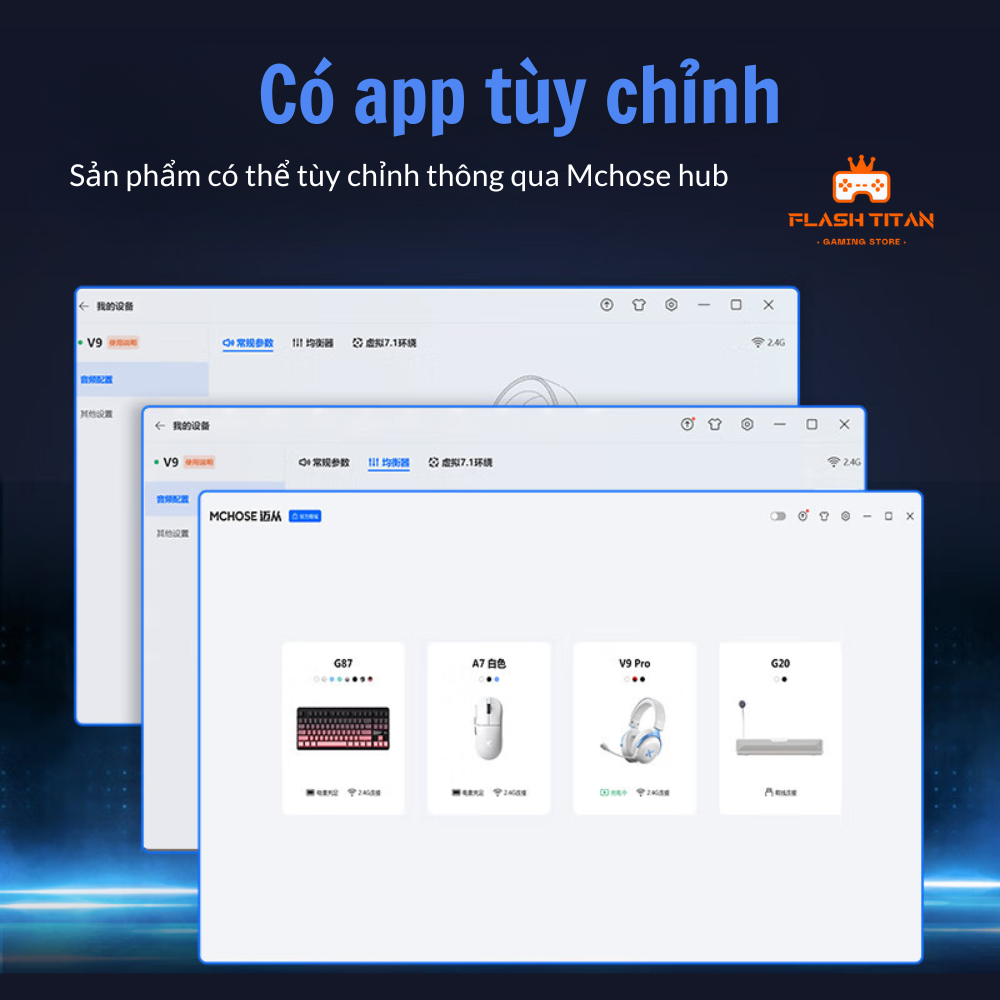 Tai nghe chụp tai Gaming Mchose V9 pro - Hỗ trợ app tùy chỉnh - Có mic đàm thoại - 3 mode kết nối | BigBuy360 - bigbuy360.vn