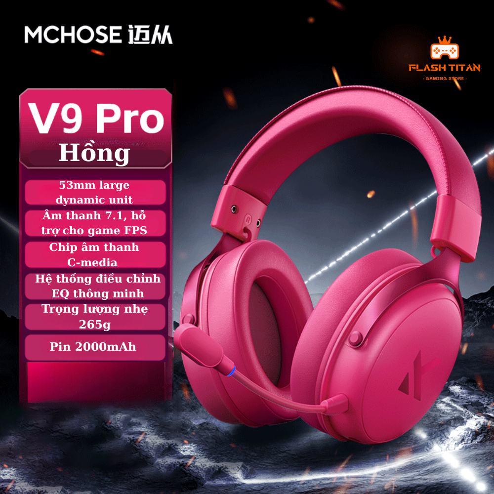 Tai nghe chụp tai Gaming Mchose V9 pro - Hỗ trợ app tùy chỉnh - Có mic đàm thoại - 3 mode kết nối | BigBuy360 - bigbuy360.vn