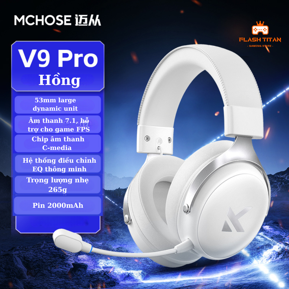 Tai nghe chụp tai Gaming Mchose V9 pro - Hỗ trợ app tùy chỉnh - Có mic đàm thoại - 3 mode kết nối | BigBuy360 - bigbuy360.vn