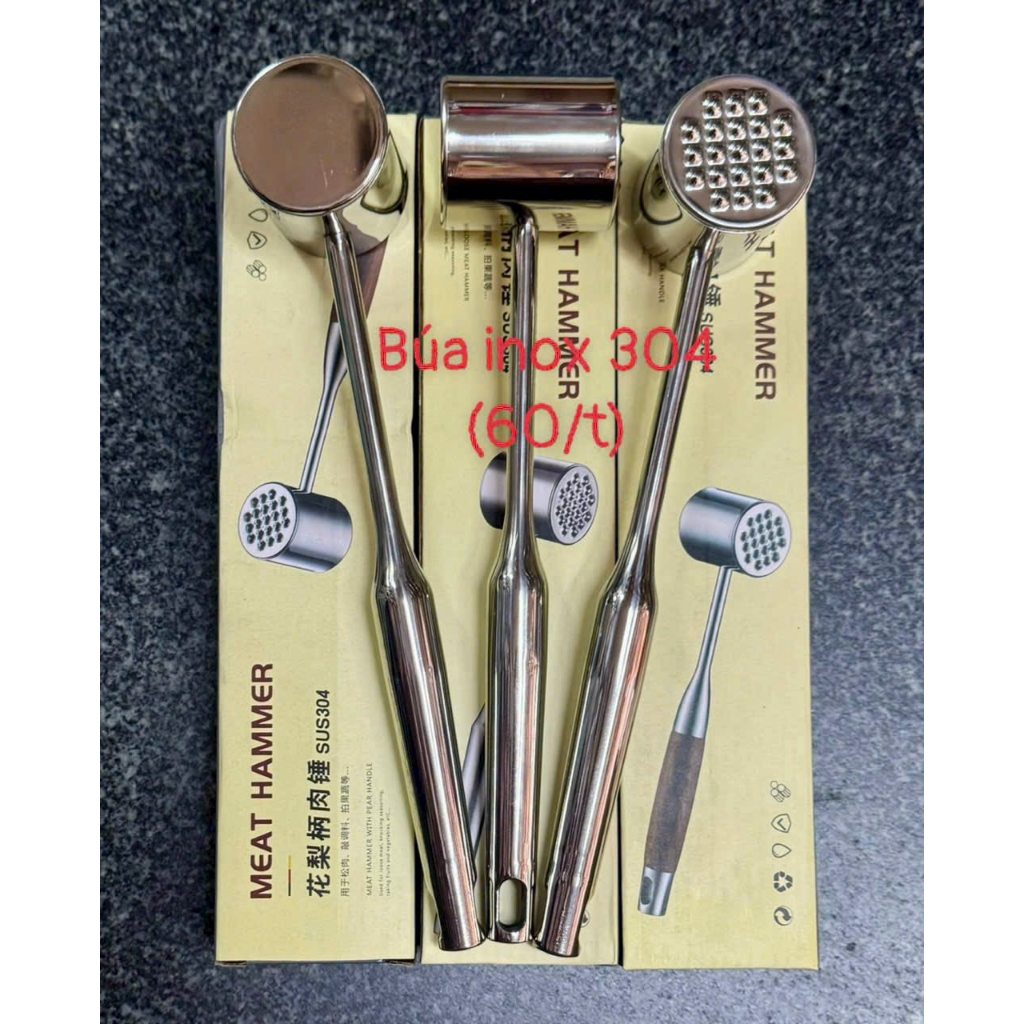Búa dần thịt inox, búa đập thịt đập đá inox (SUS 304)
