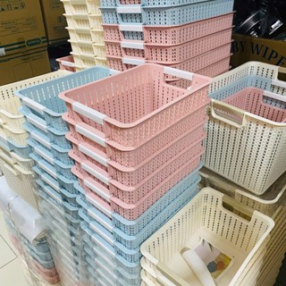 Rổ đan size 35cm Hokori, thiết kế có quai xách nhựa bền đẹp k phai màu. rổ đựng quần áo đa năng