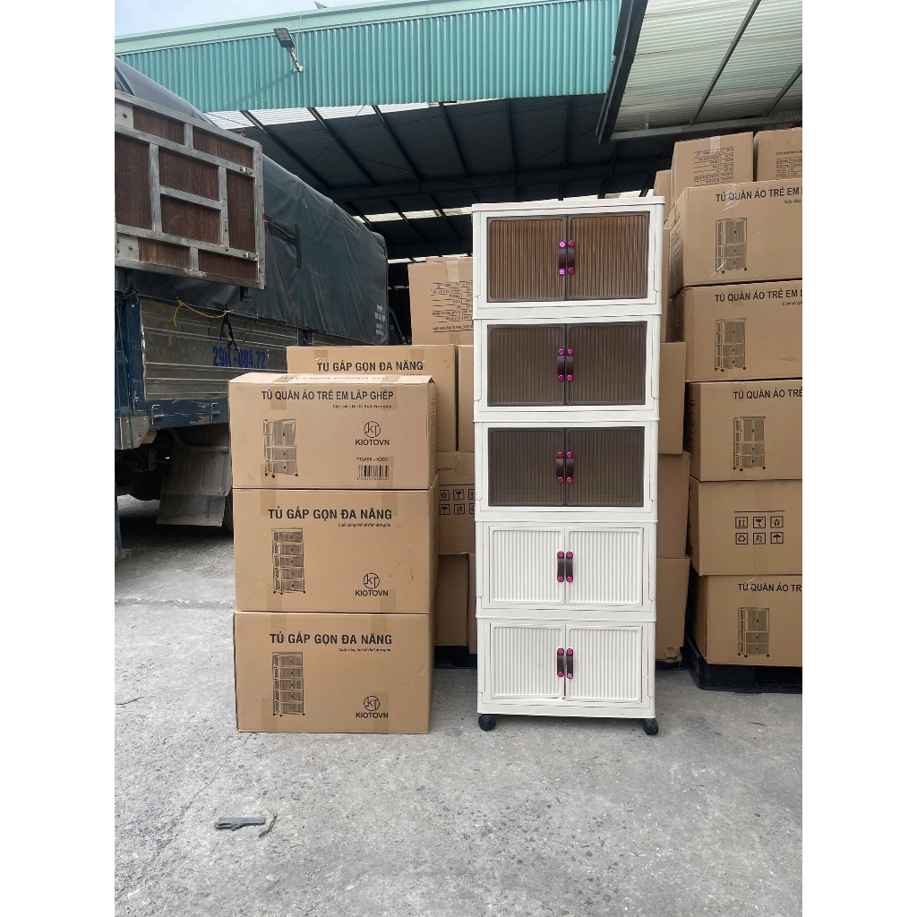 Tủ Nhựa Gấp Gọn 4 Tầng Đa Năng Có Bánh Xe – Tủ Quần Áo Gia Đình, Tủ Đựng Đồ Gọn Gàng Tiện Lợi