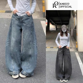 Quần jean nữ dài cạp trễ ống rộng kiểu dáng HipHop, quần nữ KABICO tôn dáng phong cách Y2K_K76