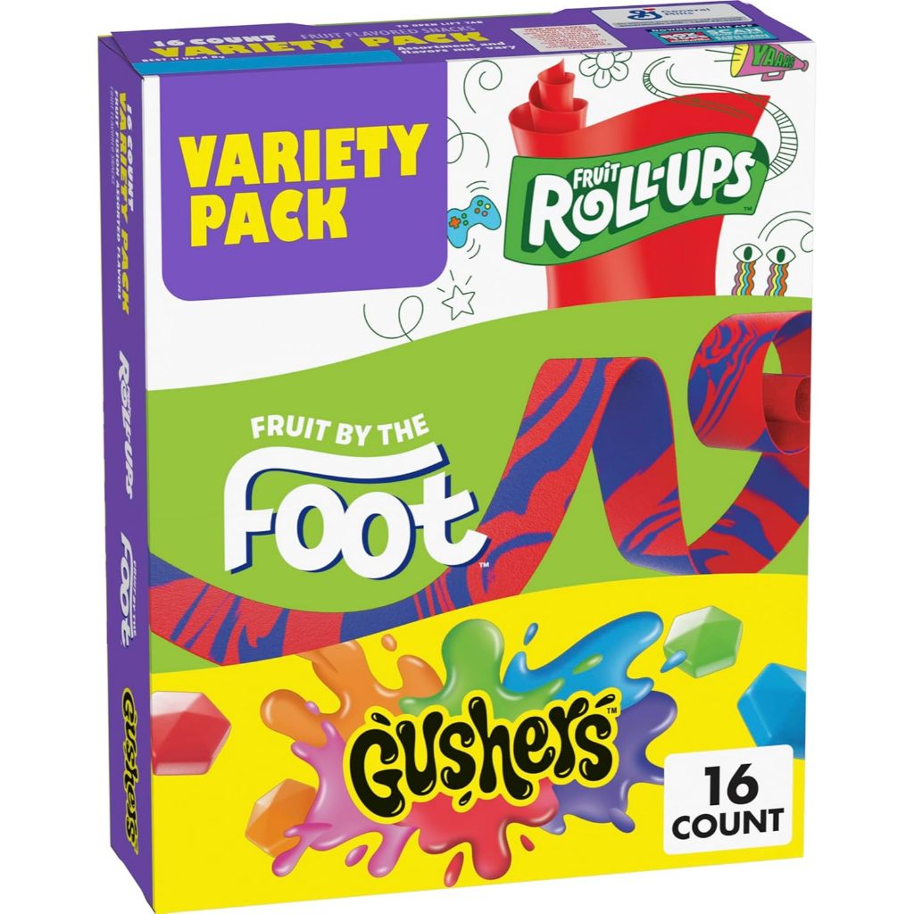 Kẹo dẻo trái cây cuộn hàng Mỹ Fruit Roll-Ups, Fruit by the Foot, Gushers, Flavored Snacks Variety Pa