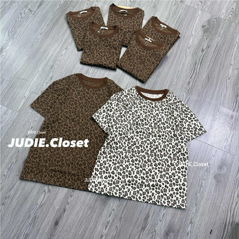 Áo Phông Nữ, Áo Thun From Rộng Hoạ Tiết Da Báo Phong Cách Dày Dặn Hottrend 2025 - JUDIE.Closet