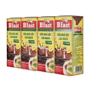  Vỉ sữa ngũ cốc lúa mạch B’fast vị ca cao  4 hộp x 180ml  