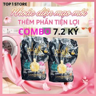 combo 2 túi 7.2 ký nước giặt xã PARIS lưu hương làm mềm vải lên đến 72 h