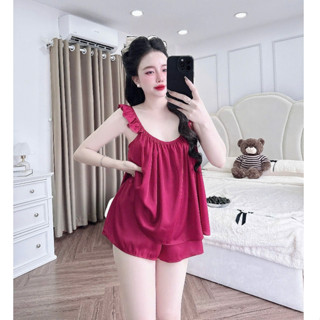 Đồ ngủ sexy, bộ ngủ 2 dây cánh tiên hở lưng form lơi quần đùi xinh DN110