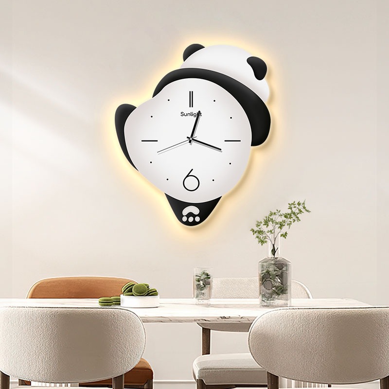 tranh tráng gương gấu trúc vắt chân có đèn led trang trí phòng khách, phòng bé, shop quần áo ... T83