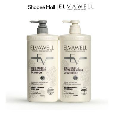 Cặp Dầu Gội Giảm Gàu Siêu Suôn Mượt Elvawell (Trắng 500ml & 1000ml)