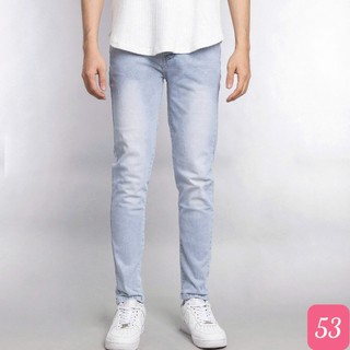  Quần jean nam không rách gối màu xanh trơn chất bò co dãn 4 chiều đẹp form dáng skinny boy phố Havado MALL H03 mẫu mới 