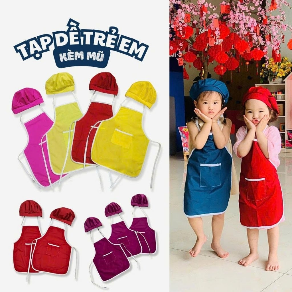 bộ tạp dề và mũ cho bé( MẪU SALE)
