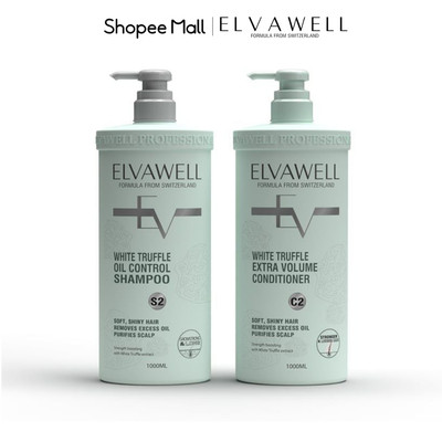 Cặp Dầu Gội Giảm Rụng Tóc Sạch Dầu Bết Elvawell (Xanh 500ml & 1000ml)