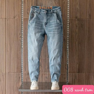  Quần jean nam không rách gối màu xanh trơn chất bò co dãn 4 chiều đẹp form dáng skinny boy phố Havado MH90 mẫu mới 