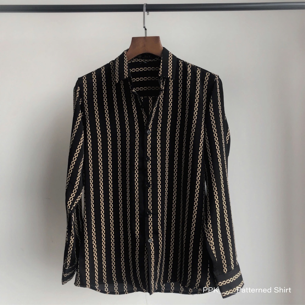 Áo sơ mi nam hoạ tiết VERATINO vải lụa thoáng mát hoạ tiết sang trọng