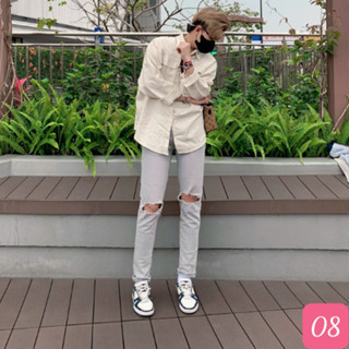 Quần jean nam rách gối màu xanh nhạt trơn chất bò co dãn 4 chiều đẹp form dáng skinny boy phố Havado Mall H10 mẫu mới