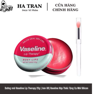 Dưỡng môi Vaseline Lip Therapy 20g   bản UK  Vaseline Hộp Thiếc Tặng Cọ Môi Silicon 