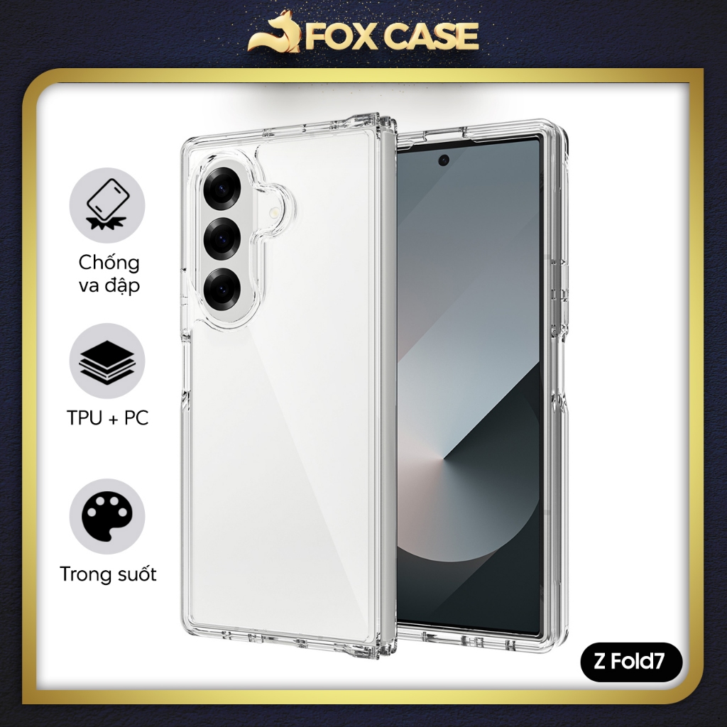 Ốp trong suốt viền dẻo, mặt lưng cứng cho Samsung Galaxy Z Fold7