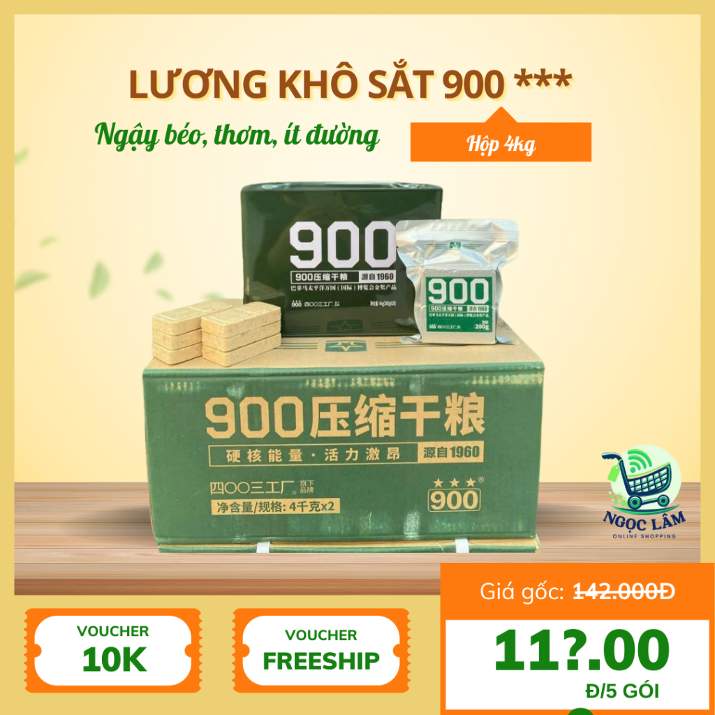 Lương Khô Hộp Sắt Quân Đội 900 Hàng Chính Hãng, Lương khô sắt 900 ba sao Nội địa trung hộp 4kg 20 gó