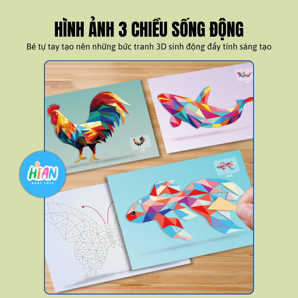 Bộ Đồ Chơi Tranh Ghép Dán Hình Học 3D – Kích Thích Sự Sáng Tạo Rèn Luyện Tính Kiên Nhẫn Cho Bé