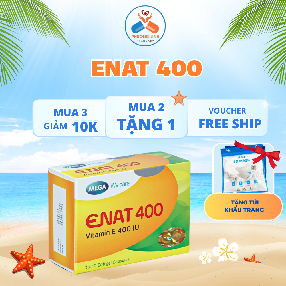 ENAT 400 (vitamin E 400 IU) - Viên hỗ trợ đẹp da - Hộp 30