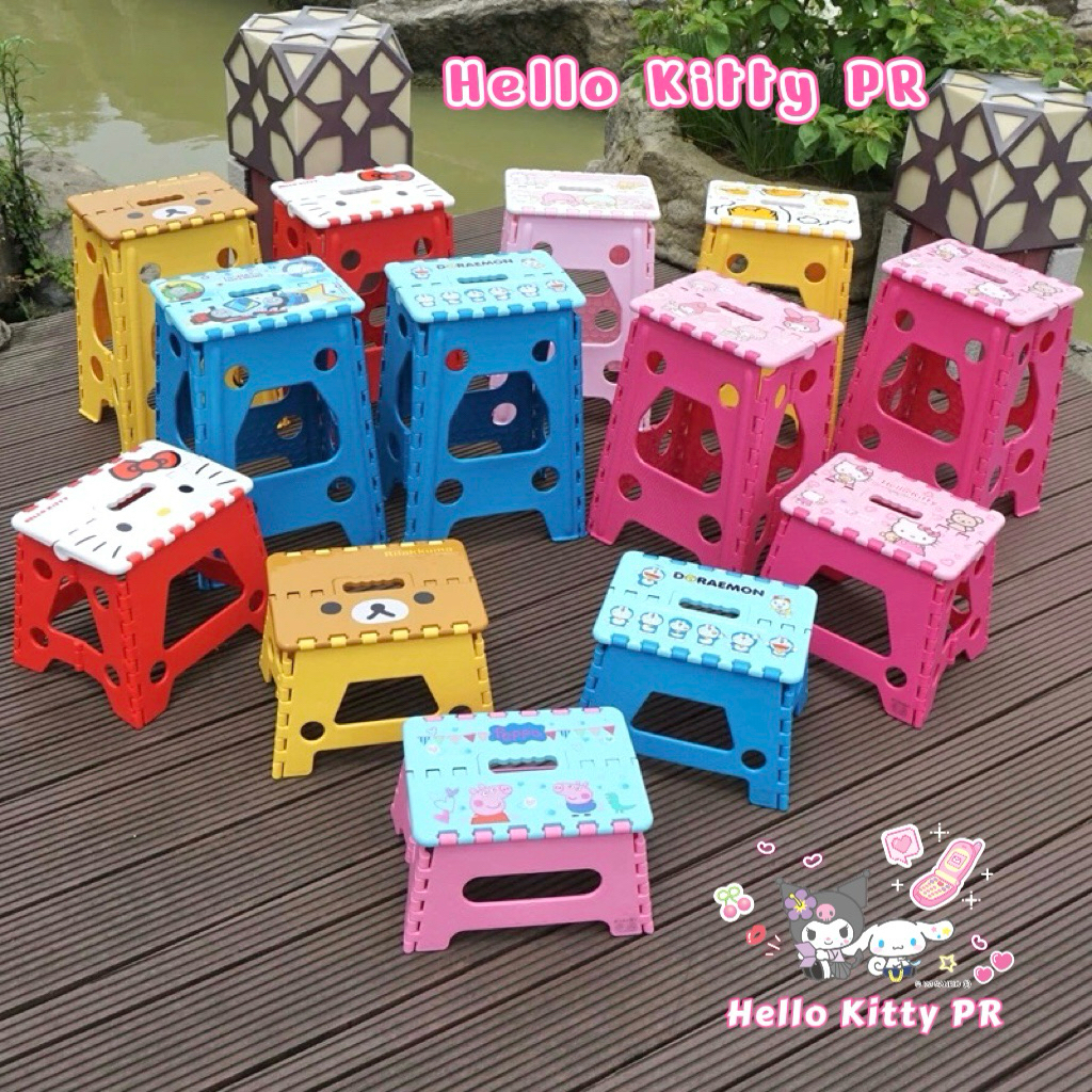 🌸𝐓𝐀̣̆𝐍𝐆 𝐐𝐔𝐀̀🌸 Ghế nhựa xếp Kuromi - Hello Kitty - Melody - Doraemon Doremon