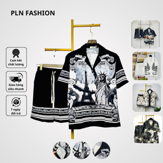 quần áo nam lụa cao cấp, đồ bộ nam mặc nhóm gia đình bộ quần áo in hoạ tiết nam quan ao hawaii