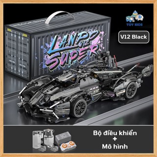 Size 35cm - 1:14 Lắp ráp Mô Hình Xe đua Oto V12 Blue, siêu xe xếp hình oto Xe tăng ,Lắp ghép technic
