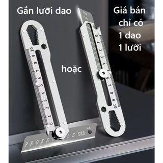 Dao Rọc Giấy Đa Năng Bằng Thép Không Gỉ Cao Cấp, Thước Đo, Vặn Ốc, Có Núm Xoay Cố Định