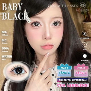  Lens Mắt Kính Áp Tròng Đen To Tròn Tự Nhiên Baby Black 14.5mm   Độ giãn thực tế sẽ nhỏ như các mẫu Dia 14.2mm  
