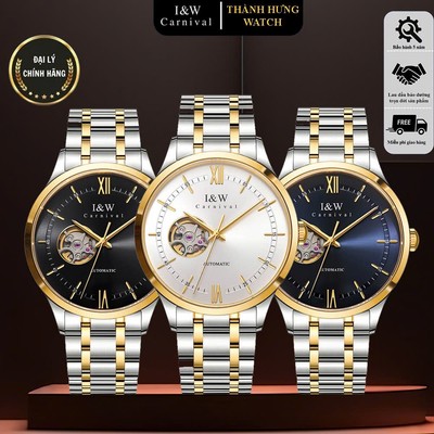 Đồng hồ nam chính hãng I&W CARNIVAL 570G-T1 Kính chống xước,chống nước 30m ,BH 24 tháng ,máy cơ( automatic),dây kim loại