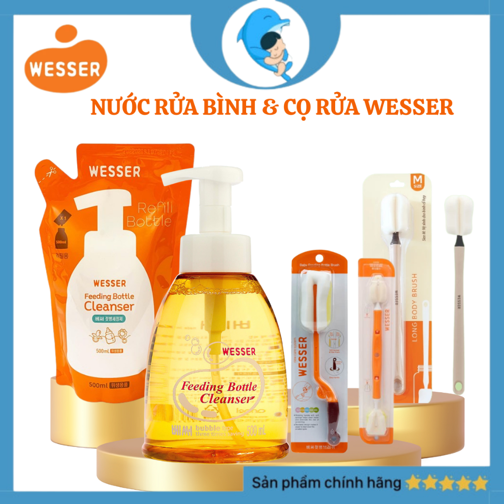 Nước rửa bình sữa  Mẫu mới   Cọ rửa bình Wesser Dạng Chai Túi 500ml An toàn cho bé MECAHEO 