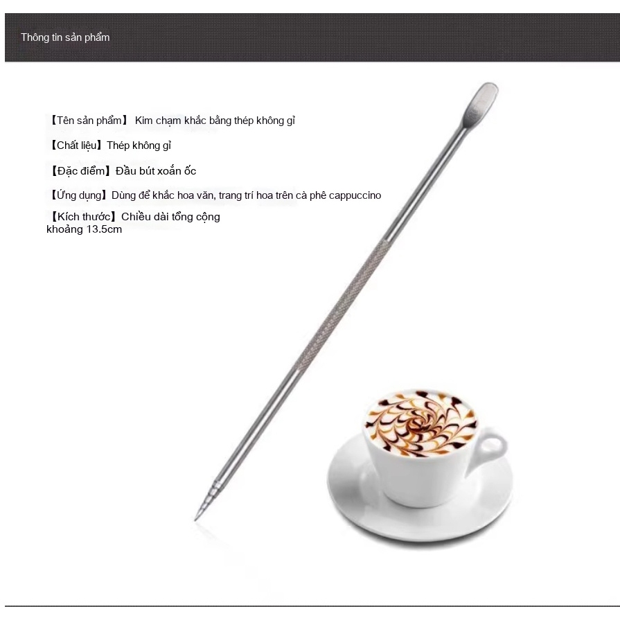 Vận chuyển nhanh chóng/ Bút Vẽ Latte Cà Phê Inox 304, Cây vẽ tạo hình cafe, bút vẽ cafe Latte
