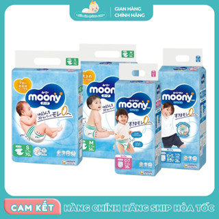   Hàng Nội Địa  Tã Bỉm Moony Xanh Tiêu Chuẩn Mềm Mại Thoáng Khí Thấm Hút Tốt Đủ Size cho bé 
