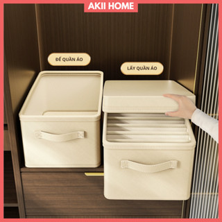 Hộp đựng quần áo không ngăn/chia ngăn, chất liệu vải Cation cao cấp+lõi bảng nhựa PP, gấp gọn, giặt được TD70