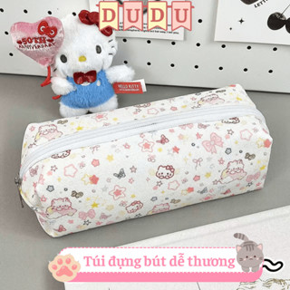  Túi Đựng Bút   Hộp Đựng Bút  Hộp Bút   Bóp Viết INS DUDU Vải Canvas HELLO KITTY Dung Tích Lớn Dễ Thương 