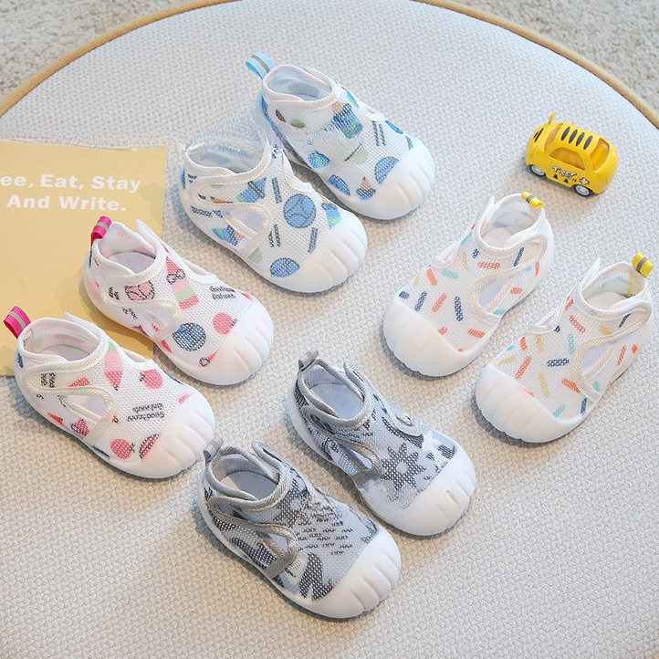 Giày Bé Trai Gái Tập Đi Chống Trơn Trượt Chất Lưới Mát Mẻ Dáng Thể Thao Mẫu Mới