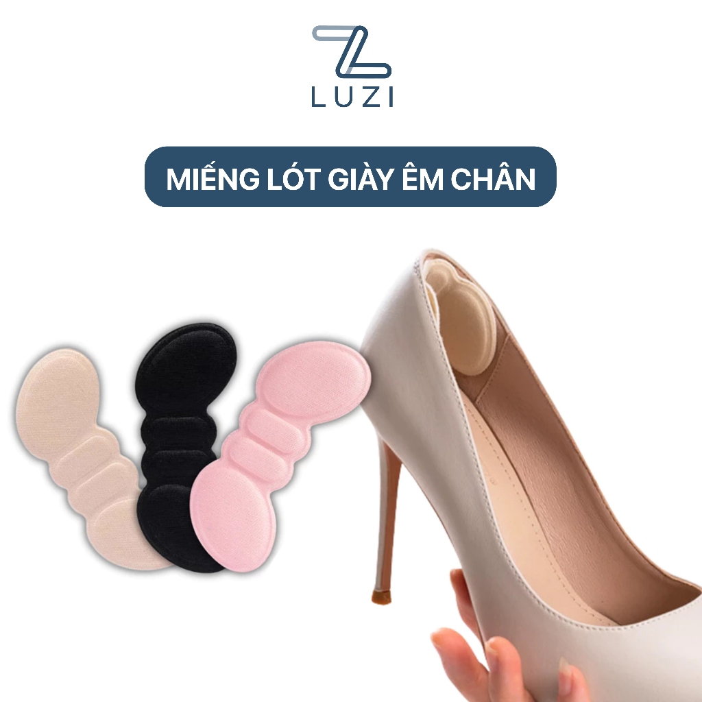 Miếng lót đệm gót giày LUZI êm chân, chất liệu cotton kháng khuẩn khử mùi, có lớp keo siêu dính MD2