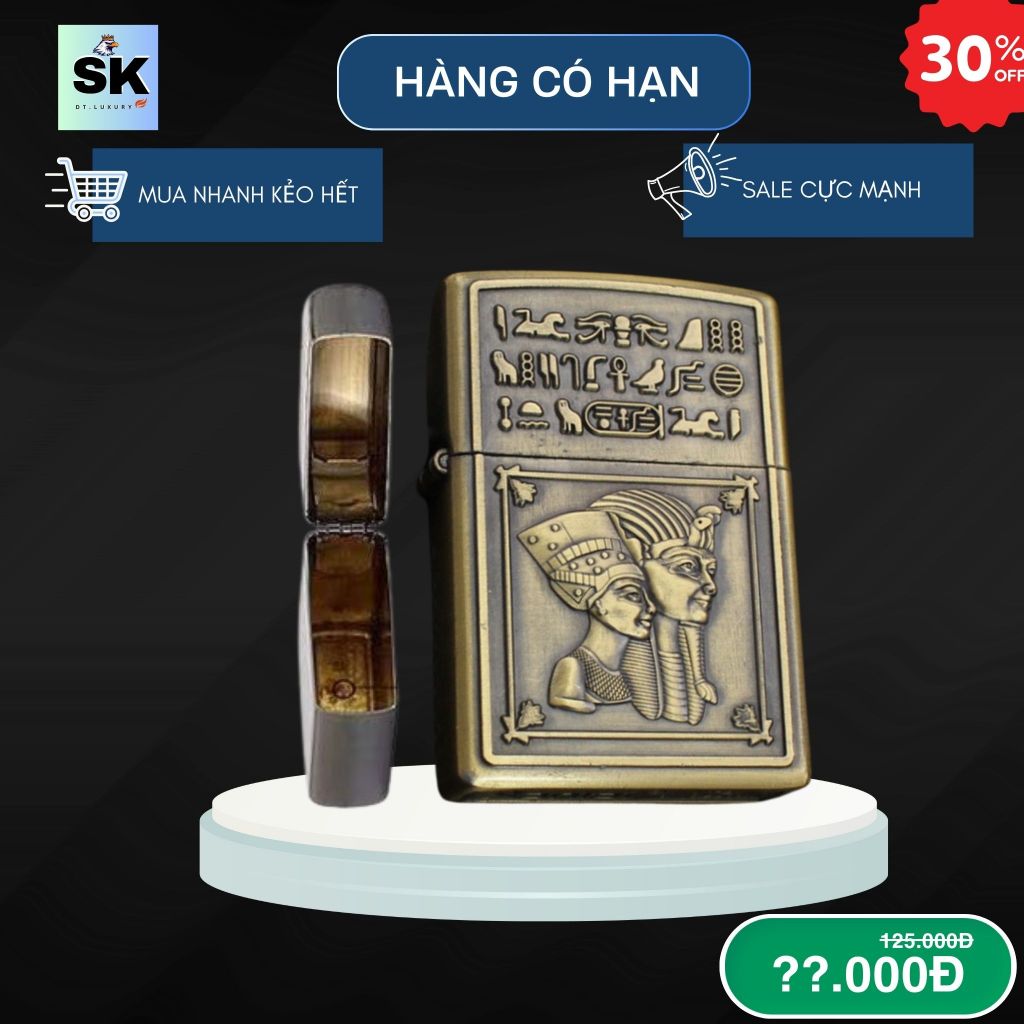 Case Quẹt lửa La mã 3 phù điêu (T-LM3) Chất liệu đồng bạch (Không bao gồm nhiên liệu)