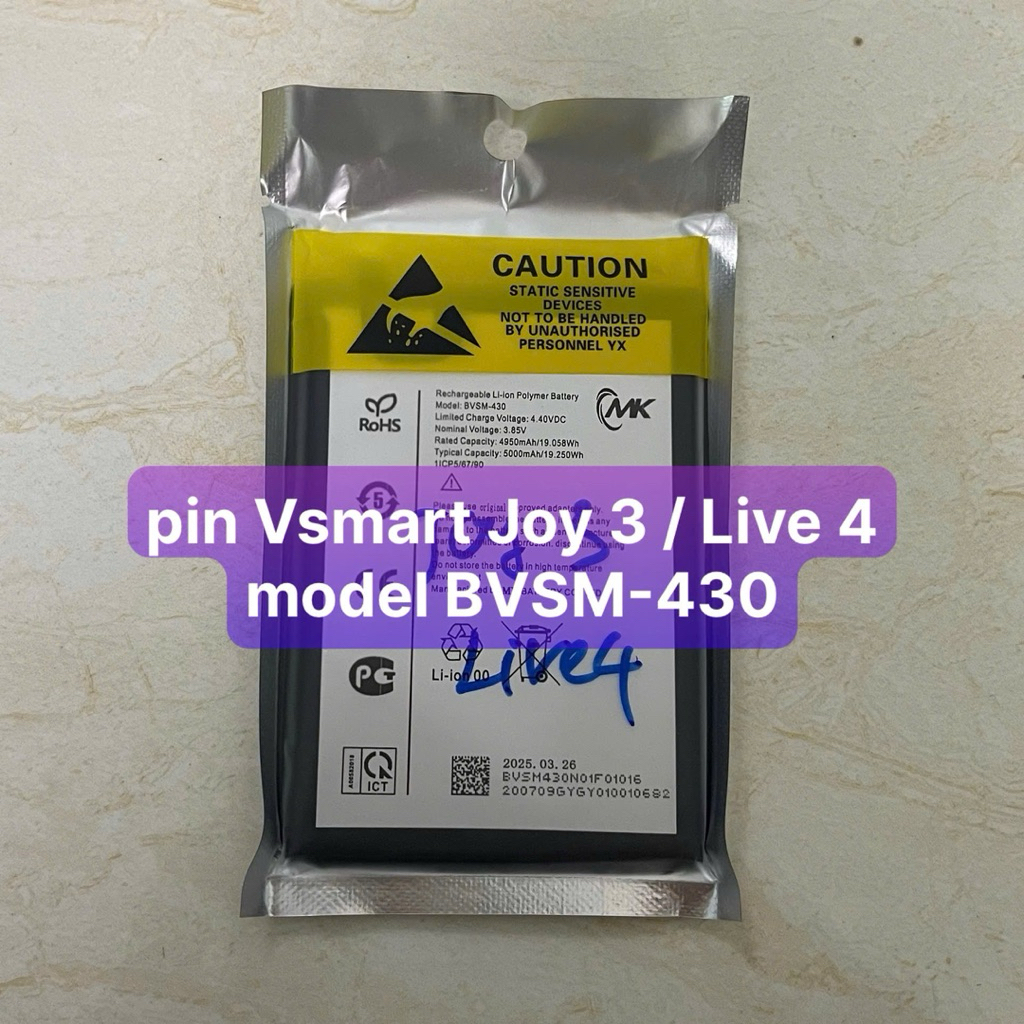pin Vsmart Joy 3 model BVSM-430 / zin bảo hành 6 tháng