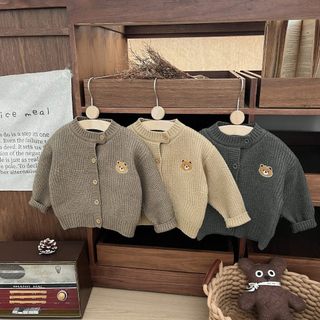 Áo len cardigan dệt kim phong cách Hàn Quốc có thêu 1 gấu Áo len cho bé trai từ 7kg đến 18kg