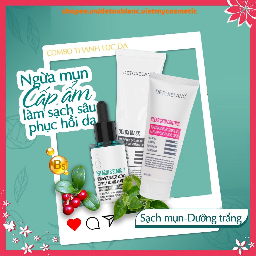 [CHÍNH HÃNG] Combo mụn ẩn,mụn viêm,kiềm nhờn,lcl to: Mask Thải Độc + Serum Peel Acnes Blanc+Sữa Rửa 