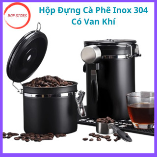  Hộp Đựng Cà Phê Inox 304  – Dung Tích 1.8L Có Van Xả Khí 