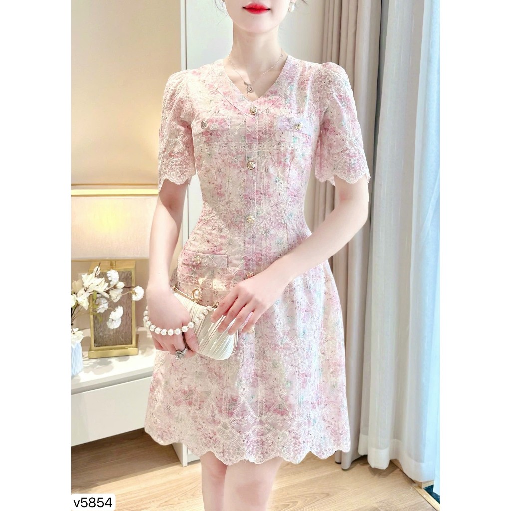 ĐẦM HOA CHẤT THÔ BOI DVC V5854 LAMIE FASHION