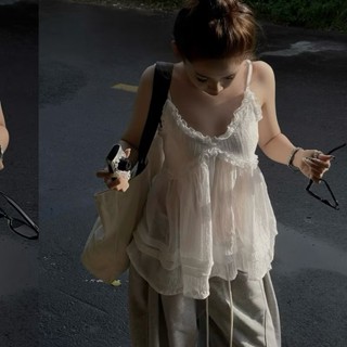 [ Bigsize 55-100kg] Áo 2 dây babydoll dáng xòe phối bèo phong cách tiểu thư ngọt ngào